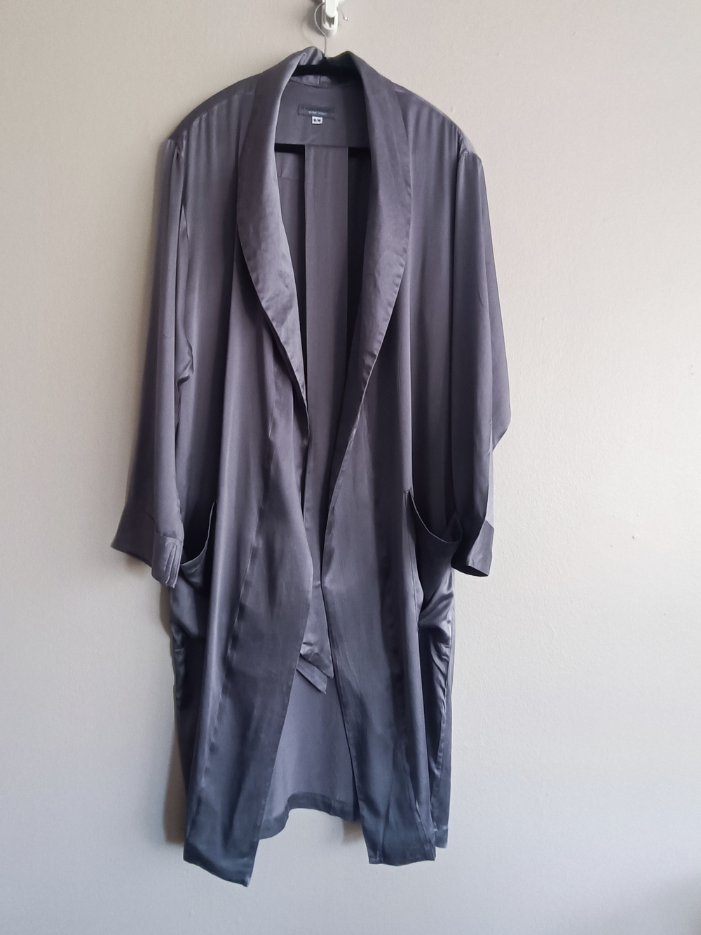 Shirtfit D’Abbondanza Bespoke Luxury Silk Satin Robe Charcoal Gray M Unisex